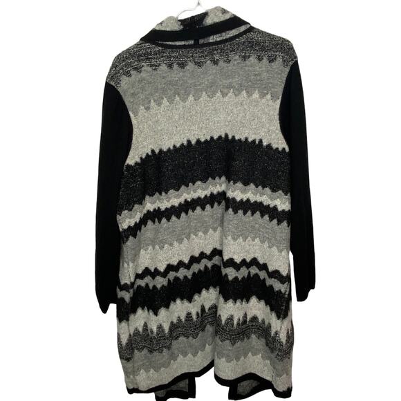 Laura Ashley Wool Blend Zig Zag Stripe Duster - Women's Size 2X - Picture 2 of 4